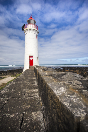 Lighthouse at Griffiths Island Port Fairy great ocean road melbourne australiaの写真素材
