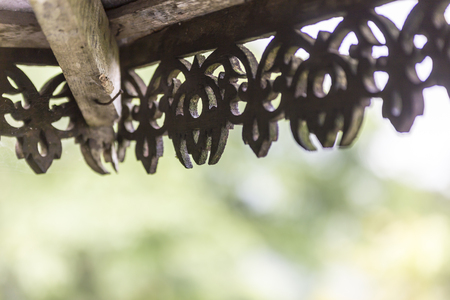 Traditional malay house design and pattern making use lots of timber wooden materialsの写真素材