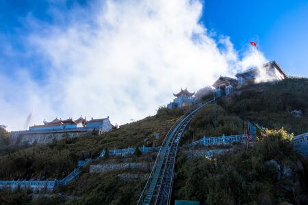 Destination scenic at top of Mount Fansipan Sapa Vietnam Asia aka Roof of Indochinaの写真素材