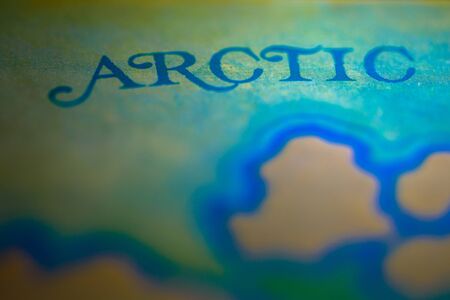 Geographical map location of Artic sea region in Artic continent on atlasの写真素材