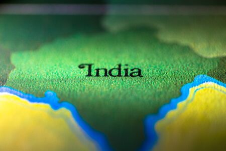 Geographical map location of ancient country India in Asia continent on atlasの写真素材