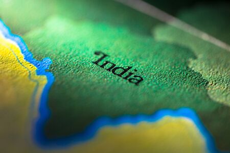 Geographical map location of ancient country India in Asia continent on atlasの写真素材