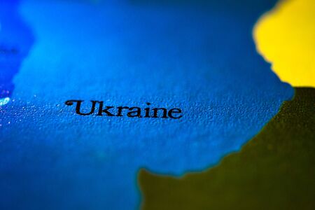 Geographical map location of country Ukraine in Europe continent on atlasの写真素材