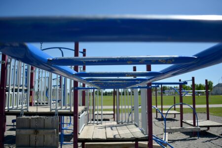 Colourful playground monkey bars in school yard.の写真素材