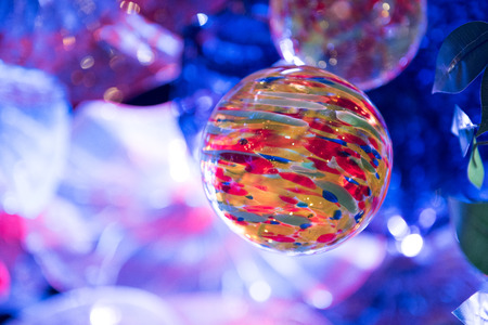 Colorful Growing Glass Christmas Light Ballのeditorial素材