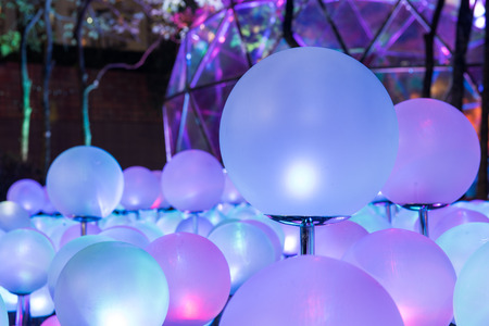 Colorful Glowing Christmas Lightの写真素材