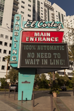 LAS VEGAS - APRIL 21, 2013 - El Cortez Sign on April 21, 2013  in Las Vegas  On February 22, 2013, the El Cortez was placed on the National Register of Historic Places のeditorial素材