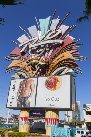 LAS VEGAS - JUNE 14, 2013 - Rio Hotel Sign on June 14, 2013  in Las Vegas, NV  The Show in the Sky at the Rio features mardi Gras floats on tracks above guests with dancers performing nightly のeditorial素材