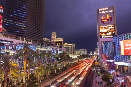 LAS VEGAS - JULY 19, 2013 - Vegas Strip on July 19, 2013 in Las Vegas  A Bolt of lightening lights up the clouds on the Vegas strip during a storm which caused flooding and wind damage のeditorial素材