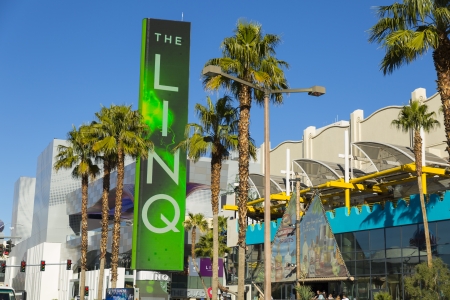 LAS VEGAS - JANUARY 04, 2014 - The Linq Sign on January 04, 2014  in Las Vegas  Linq the shopping and dining area leading up to The High Roller Wheel is now open for business のeditorial素材