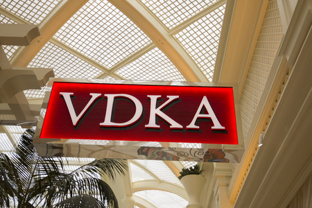 LAS VEGAS - MAY 12, 2015 - VDKA offers a selection of 150 vodkas, including the largest selection of essence infused vodkas in Las Vegas.のeditorial素材