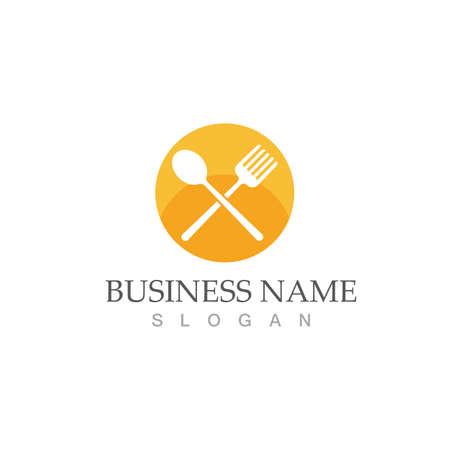 spoon and fork logo and symbol vectorのイラスト素材