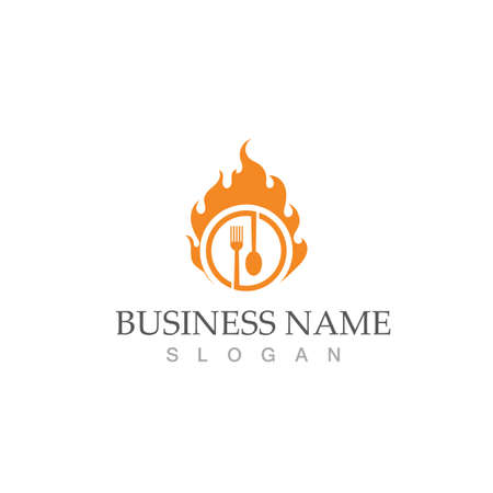 spoon and fork logo and symbol vectorのイラスト素材