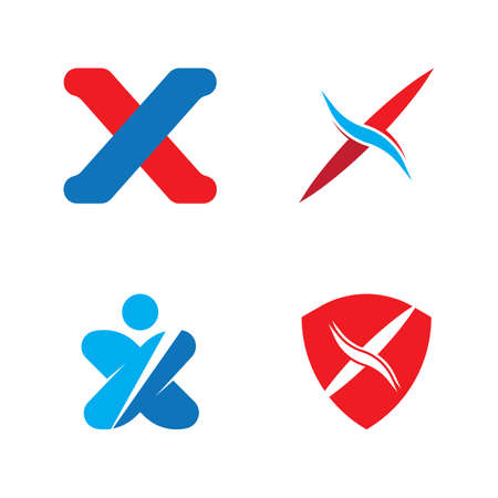 X Letter Logo Template vector icon illustration designのイラスト素材