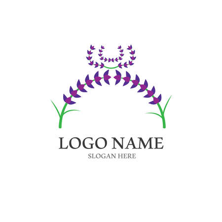 Fresh Lavender flower logo vector flat designのイラスト素材