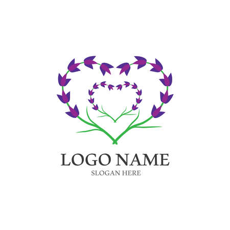 Fresh Lavender flower logo vector flat designのイラスト素材