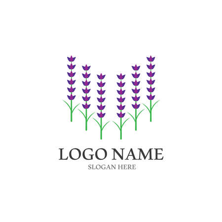 Fresh Lavender flower logo vector flat designのイラスト素材