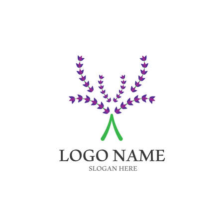 Fresh Lavender flower logo vector flat designのイラスト素材