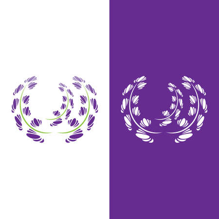 Fresh Lavender flower logo vector flat designのイラスト素材
