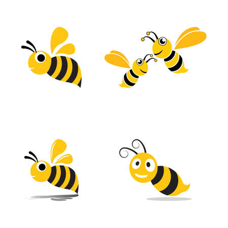 Bee logo vector icon illustration designのイラスト素材