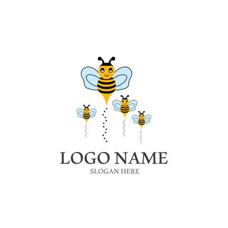 Bee logo vector icon illustration designのイラスト素材