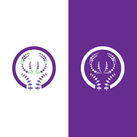 Fresh Lavender flower logo vector flat designのイラスト素材