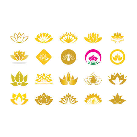 Beauty vector lotus flowers design logo template iconのイラスト素材