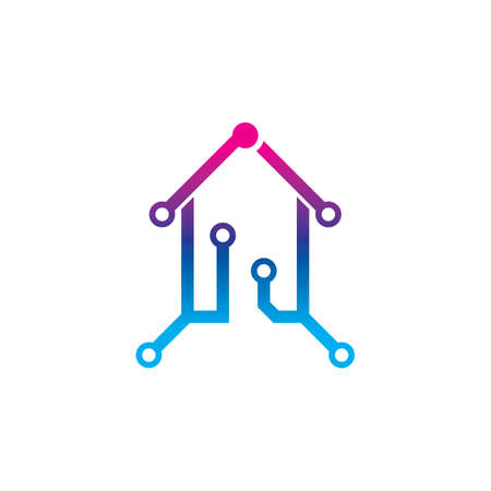 home tech logo vector illustration design templateのイラスト素材