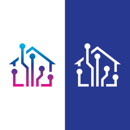 home tech logo vector illustration design templateのイラスト素材