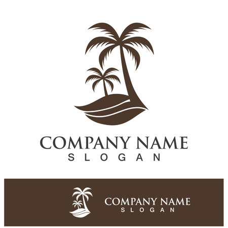 Palm tree summer logo template vector illustrationのイラスト素材