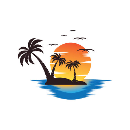 Sunset logo icon design symbol vector illustrationのイラスト素材
