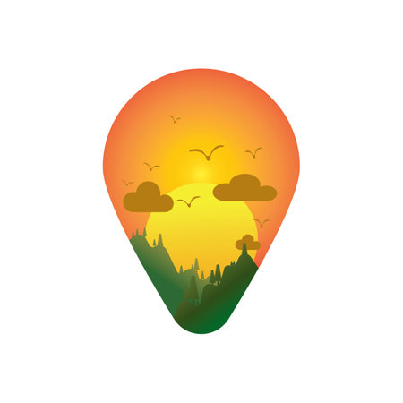 Sunset logo icon design symbol vector illustrationのイラスト素材