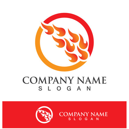 Fire logo design illustration and fire symbol icon vectorのイラスト素材