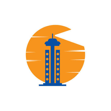 Lighthouse icon logo and vector illustration beacon tower design vintage symbolのイラスト素材