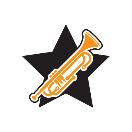 Musical instrument simple icon trumpet for jazz music logo designのイラスト素材
