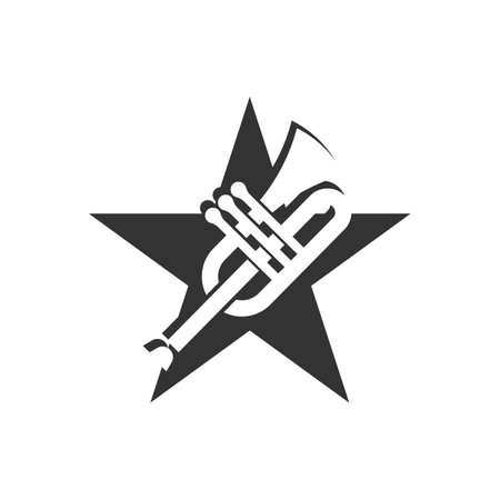 Musical instrument simple icon trumpet for jazz music logo designのイラスト素材