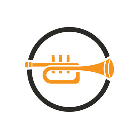 Musical instrument simple icon trumpet for jazz music logo designのイラスト素材