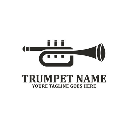 Musical instrument simple icon trumpet for jazz music logo designのイラスト素材