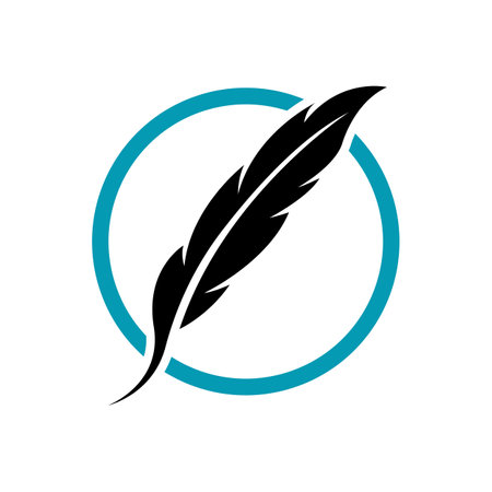 Feather quill design icon and logo illustration classic stationeryのイラスト素材