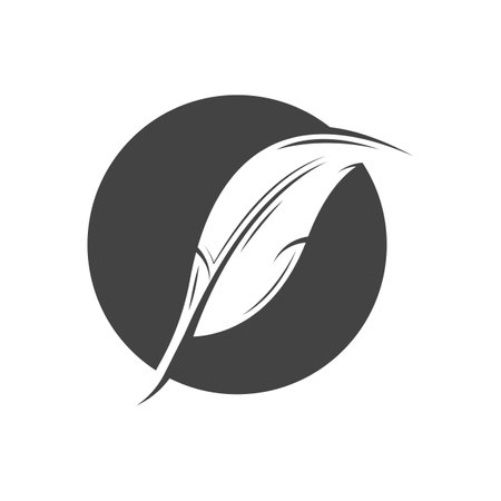 Feather quill design icon and logo illustration classic stationeryのイラスト素材