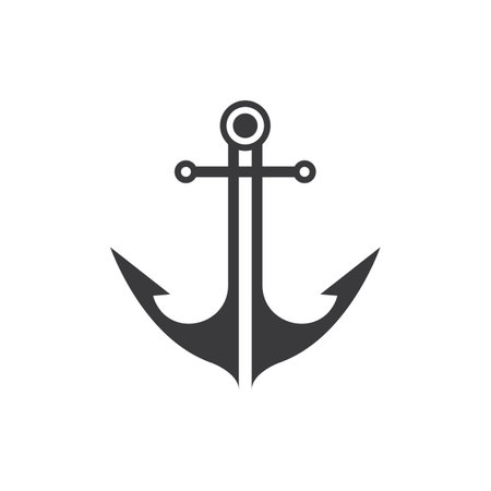 Anchor logo icon boat ship marine navy design vectorのイラスト素材