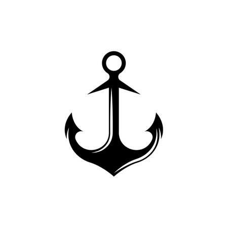Anchor logo icon boat ship marine navy design vectorのイラスト素材