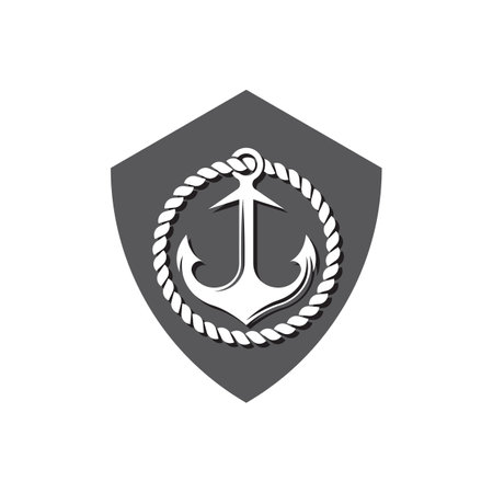 Anchor logo icon boat ship marine navy design vectorのイラスト素材