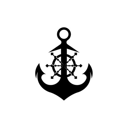 Anchor logo icon boat ship marine navy design vectorのイラスト素材