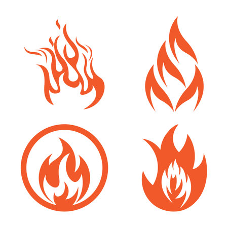 Fire logo design illustration and fire symbol icon vectorのイラスト素材
