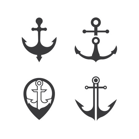 Anchor logo icon boat ship marine navy design vectorのイラスト素材