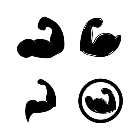 Arm muscle silhouette logo biceps icon vector illustrationのイラスト素材