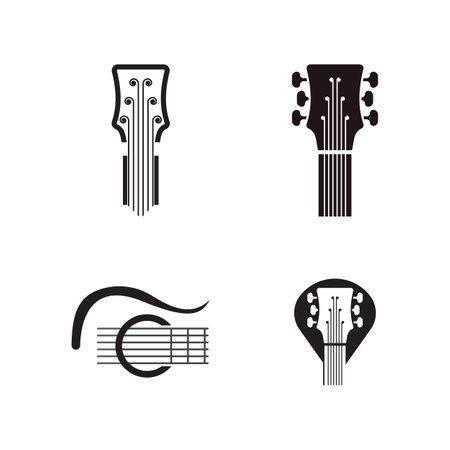Guitar logo design icon and symbol vector inspirationのイラスト素材