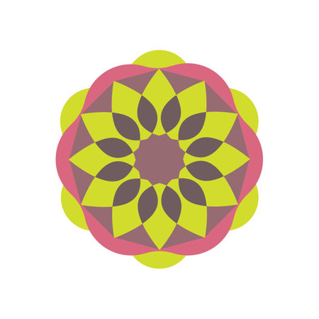Traditional Asian colorful floral pattern Stained glass mosaic logo tile design inspirationのイラスト素材