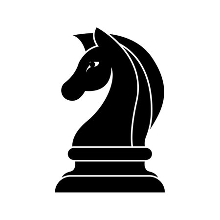 Black Chess Knight Horse Stallion Statue Sculpture silhouette logo designのイラスト素材